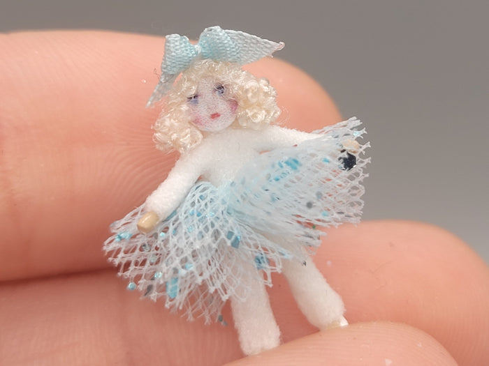 Blonde Ballerina Doll in Light Blue Glittery Tutu and Bow – By Cheryl Warder
