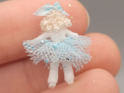 Blonde Ballerina Doll in Light Blue Glittery Tutu and Bow – By Cheryl Warder