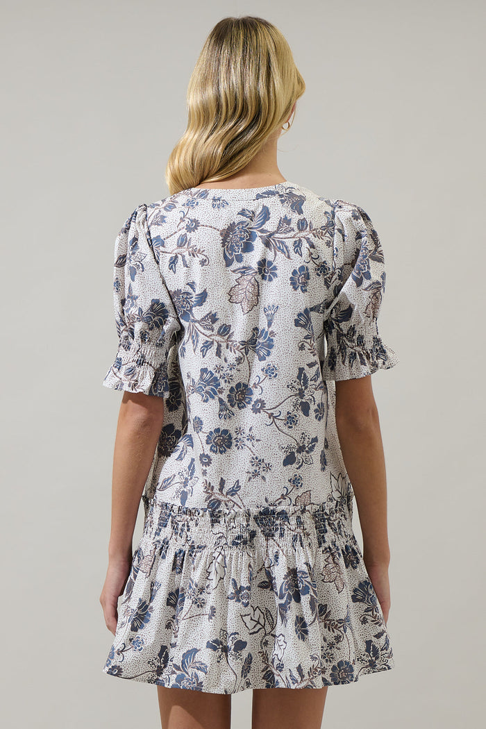 Bryony Floral Marinella Smocked Mini Dress