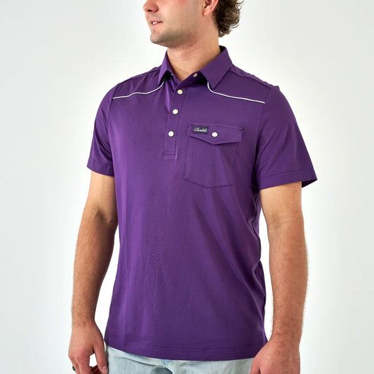 Burlebo Pearl Snap Performance Polo - Purple - (XXL)