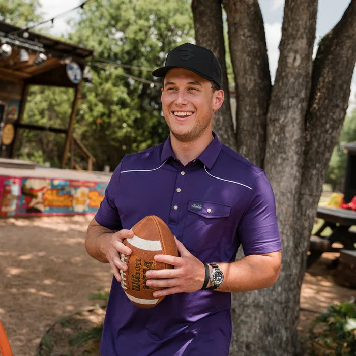 Burlebo Pearl Snap Performance Polo - Purple - (XXL)