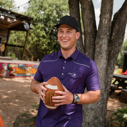 Burlebo Pearl Snap Performance Polo - Purple - (XXL)