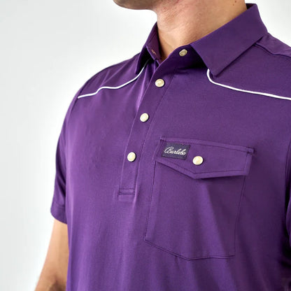Burlebo Pearl Snap Performance Polo - Purple - (XXL)