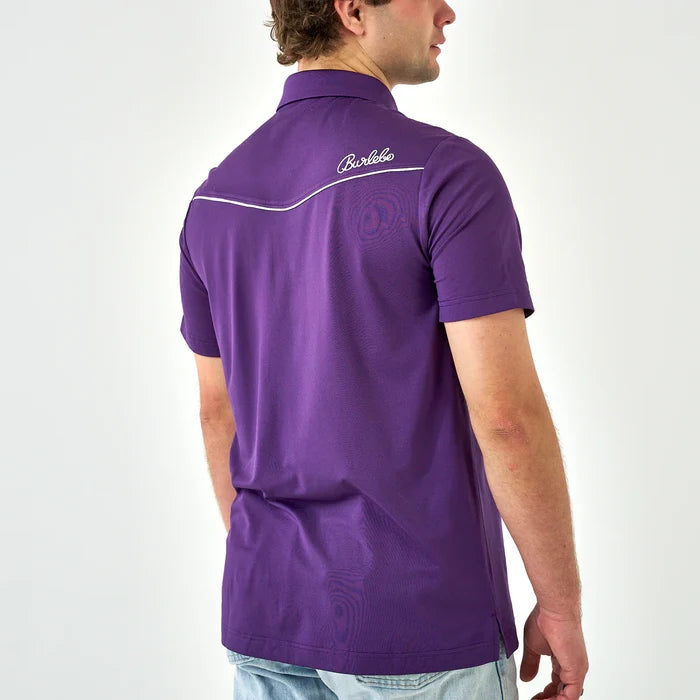 Burlebo Pearl Snap Performance Polo - Purple - (XXL)