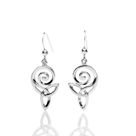 Celtic Spiral and Trinity Knot Sterling Silver Earrings