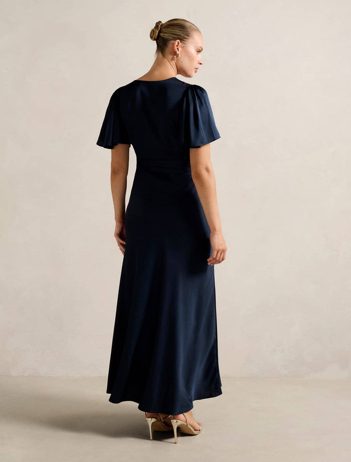 Chelsea Flutter Sleeve Satin Maxi Dress Forever New