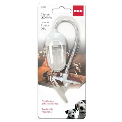 Clip-on LED light packaging with RCA logo