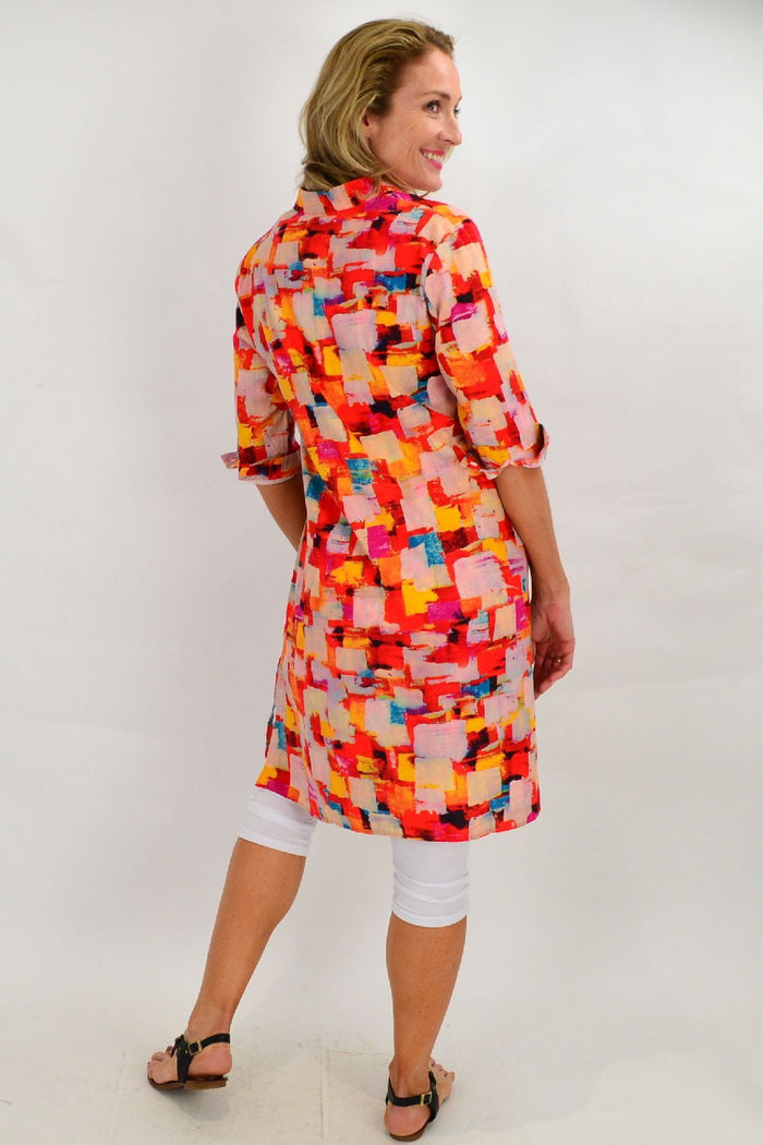 Color block shirt tunic dress by Ruby Rain featuring long sleeves and a relaxed fit, perfect for casual or stylish wear.