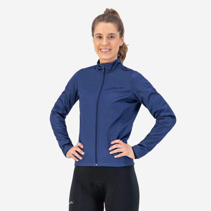 Rogelli Core fietsjack dames donkerblauw gedragen voorkant.