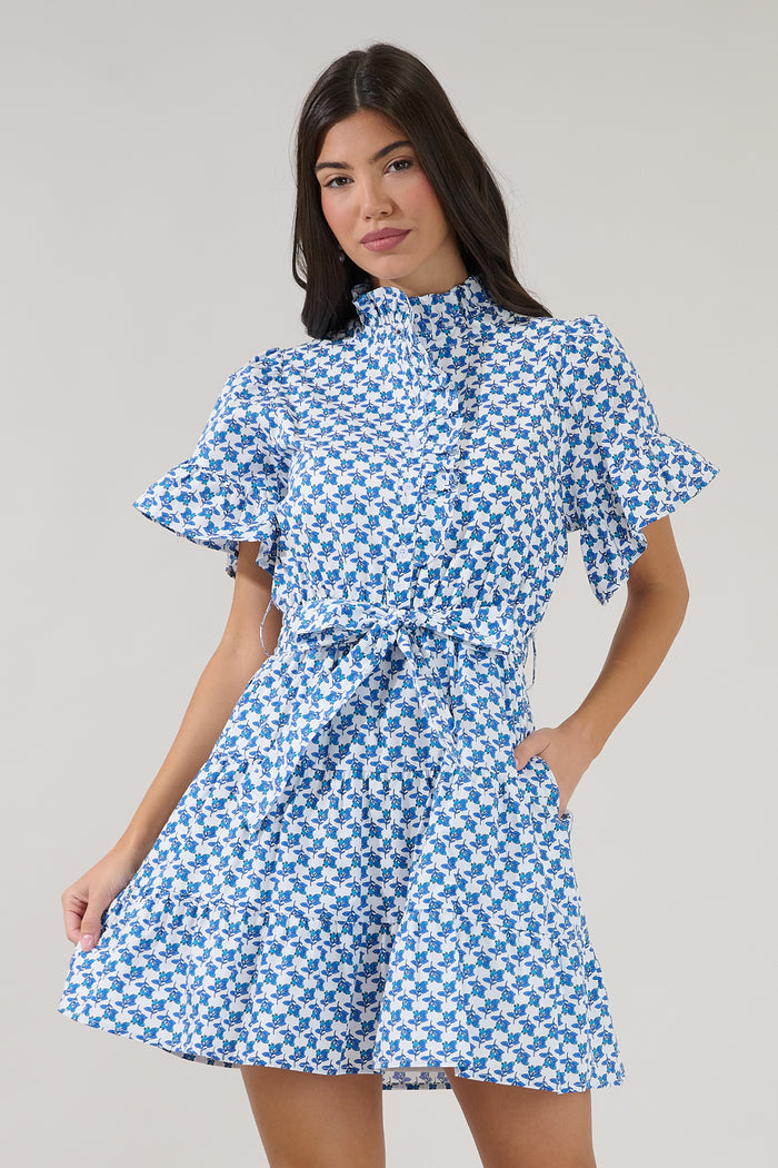 Cottonwood Ruffle Button Down Mini Dress Floral
