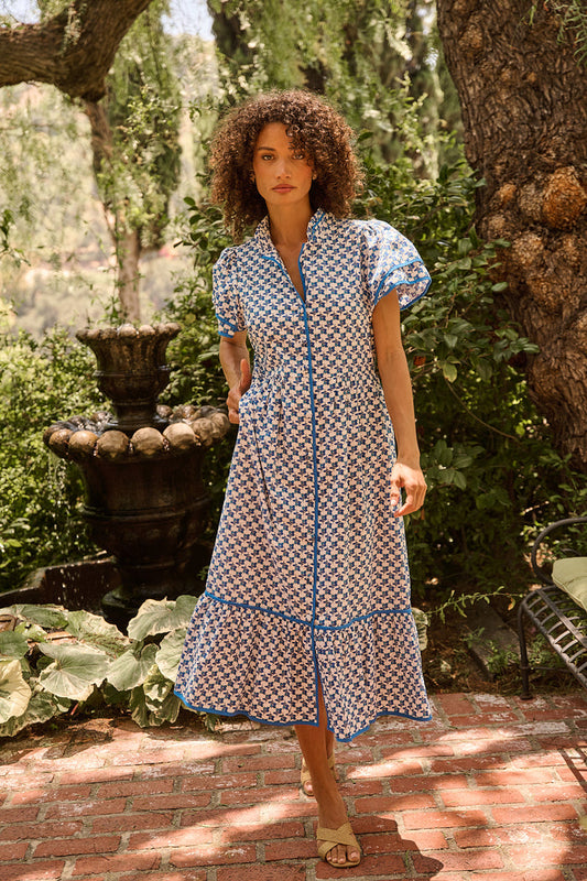 Davie Button Down Midi Dress Floral