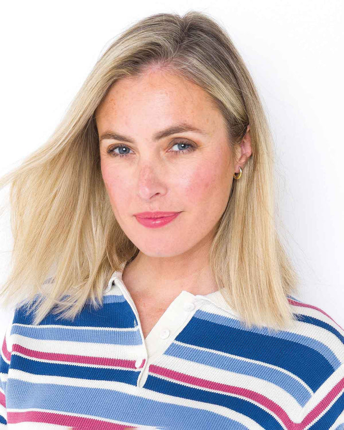 Dollie Luxury Knit Striped Cotton Sweater - Navy,Blue,Red,White - Image 3 - The Classic Boutique