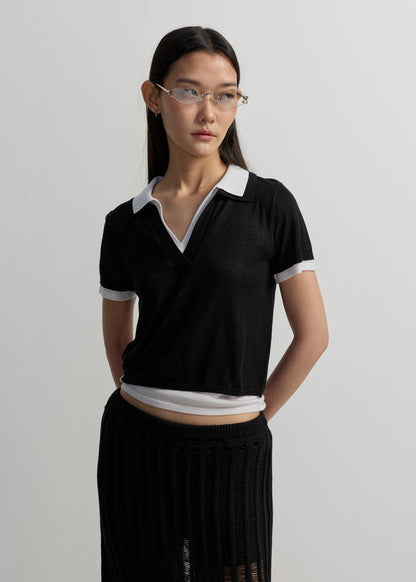 DOUBLE LAYER KNITTED POLO