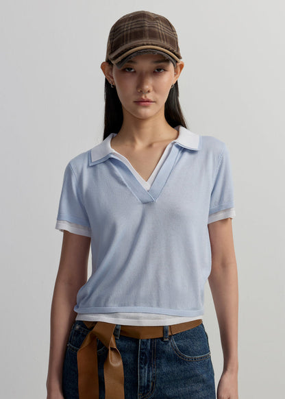 DOUBLE LAYER KNITTED POLO