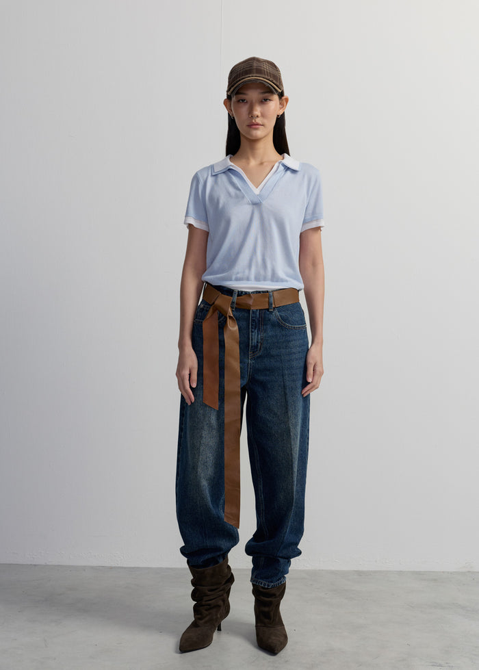 DOUBLE LAYER KNITTED POLO