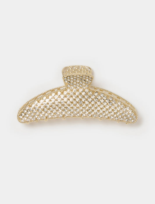 Eliza Diamante Claw Clip 0 Gold Crystal Forever New