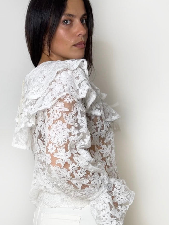 EMBROIDERED CAPE BLOUSE