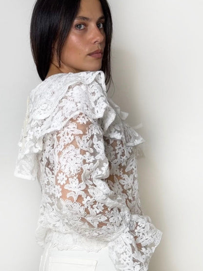 EMBROIDERED CAPE BLOUSE