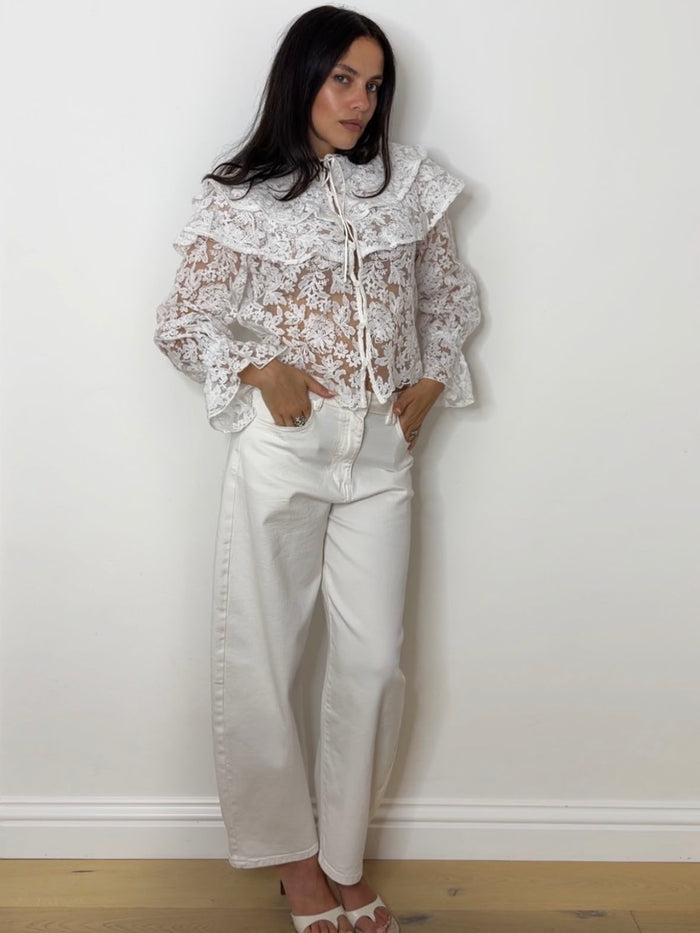 EMBROIDERED CAPE BLOUSE
