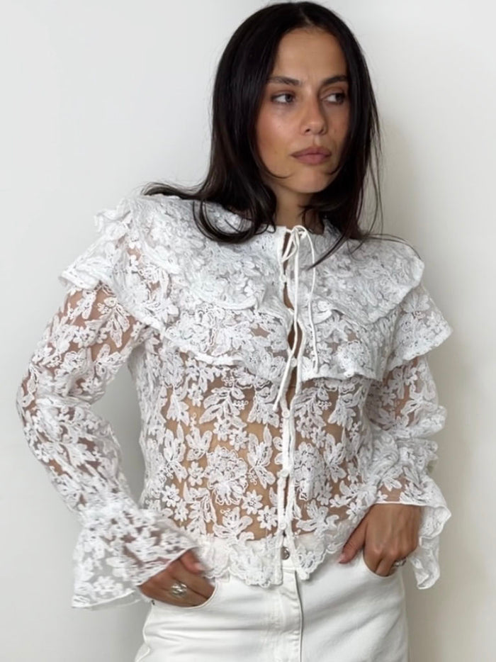EMBROIDERED CAPE BLOUSE