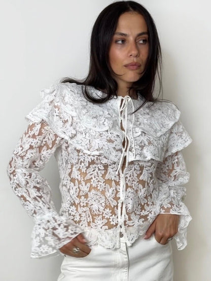 EMBROIDERED CAPE BLOUSE