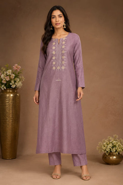 Embroidered Straight Kurta Set with Dupatta