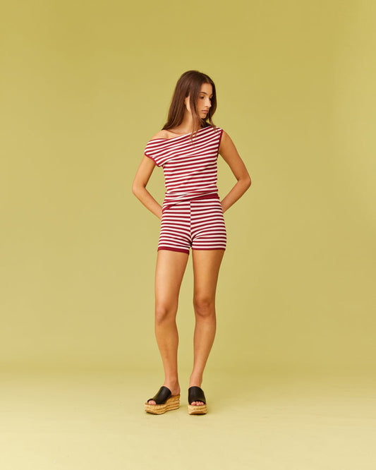 EMMA AND MARLA SET PINK BURGUNDY STRIPE