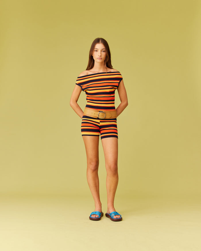EMMA AND MARLA SET TANGERINE NAVY STRIPE