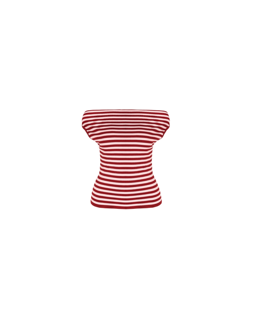 EMMA KNIT TOP PINK BURGUNDY STRIPE