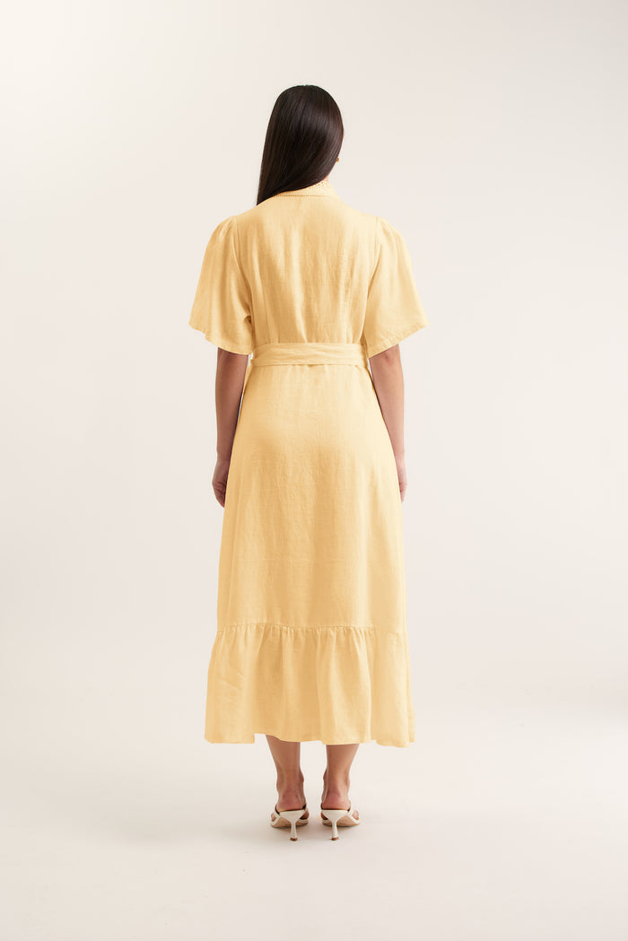 Emma Linen Dress In Lemon