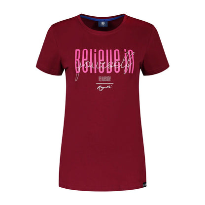 Rogelli Casual Enjoy Life Graphic t-shirt korte mouwen dames bordeaux voorkant.