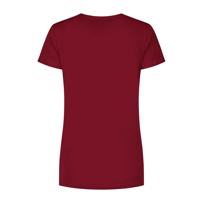 Rogelli Casual Enjoy Life Graphic t-shirt korte mouwen dames bordeaux achterkant.