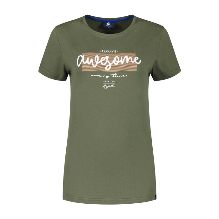 Rogelli Casual Enjoy Life Graphic t-shirt korte mouwen dames groen voorkant.
