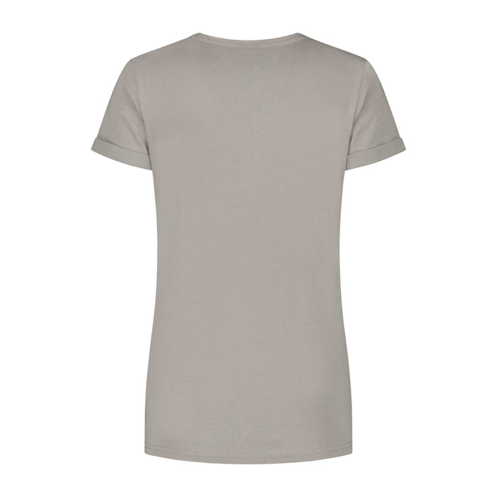 Rogelli Casual Enjoy Life t-shirt korte mouwen dames beige achterkant.