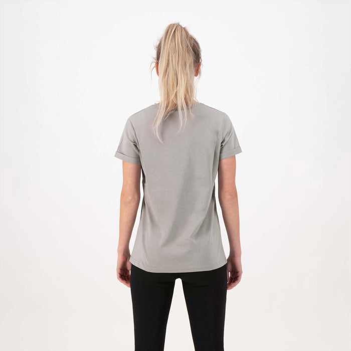 Rogelli Casual Enjoy Life t-shirt korte mouwen dames beige gedragen achterkant.