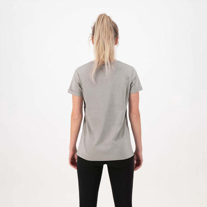 Rogelli Casual Enjoy Life t-shirt korte mouwen dames beige gedragen achterkant.
