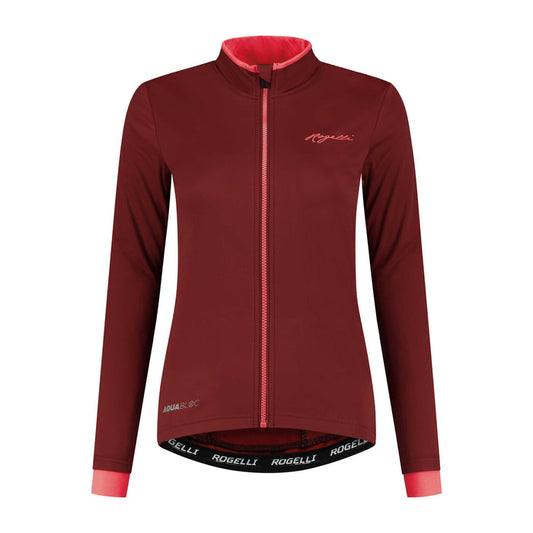 Rogelli Essential fietsjack dames bordeaux voorkant.