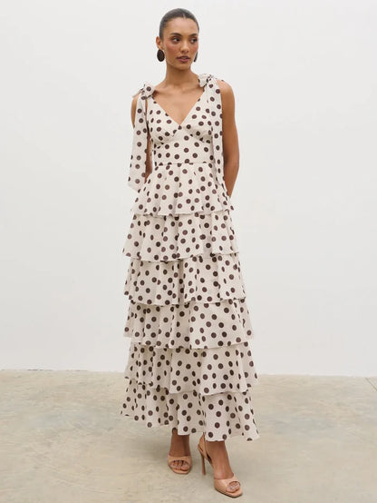 FIORE TIE RUFFLE MAXI DRESS