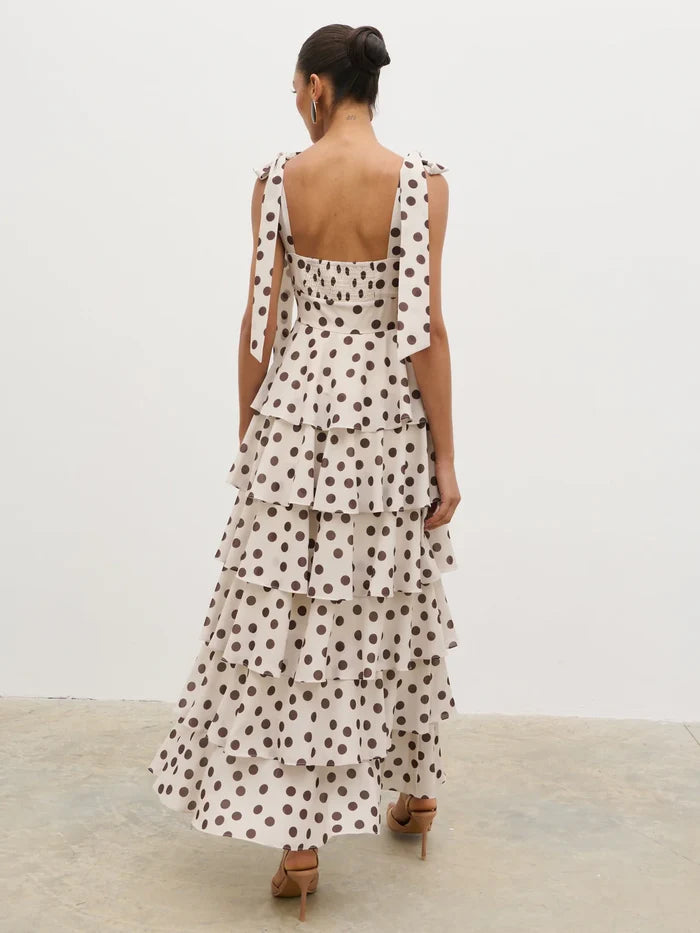 FIORE TIE RUFFLE MAXI DRESS