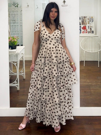FIORE TIE RUFFLE MAXI DRESS