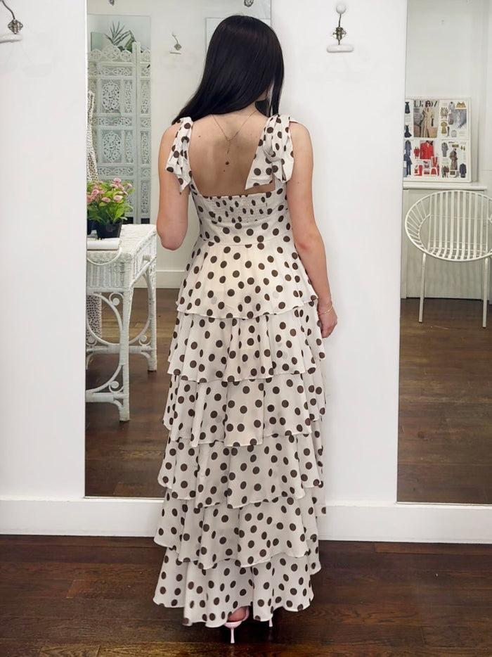 FIORE TIE RUFFLE MAXI DRESS