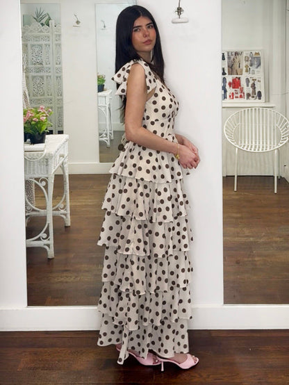 FIORE TIE RUFFLE MAXI DRESS