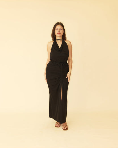 FLIP KNIT HALTER  BLACK