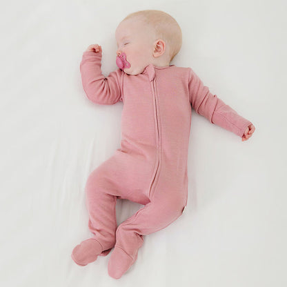 Footie Pajamas, Merino Wool, Blush