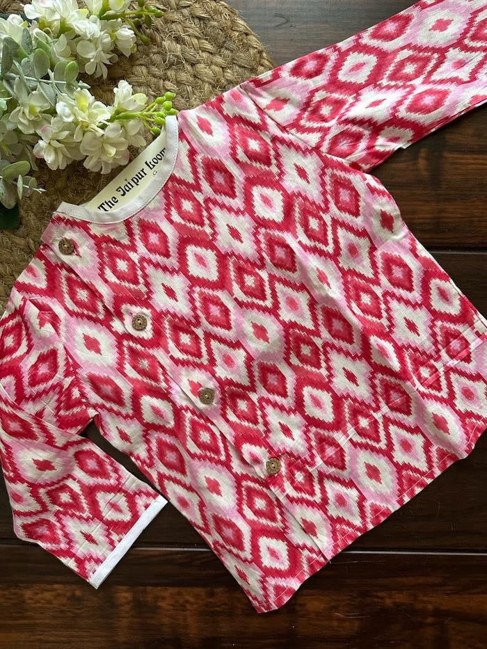 Geru Ikkat Off Centre Kurta Set