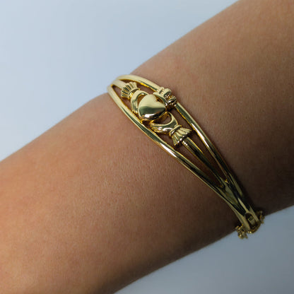 Gold Plated Claddagh Bangle