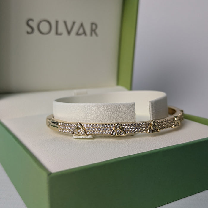 Gold Plated Crystal Trinity Knot Bangle