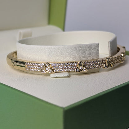 Gold Plated Crystal Trinity Knot Bangle