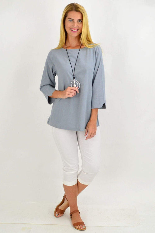 Grey Sunshine Box Tunic Blouse for women, featuring a relaxed fit and stylish design, ideal for casual or office wear.