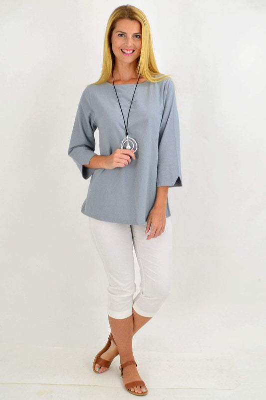 Grey Sunshine Box Tunic Blouse for women, featuring a relaxed fit and stylish design, ideal for casual or office wear.